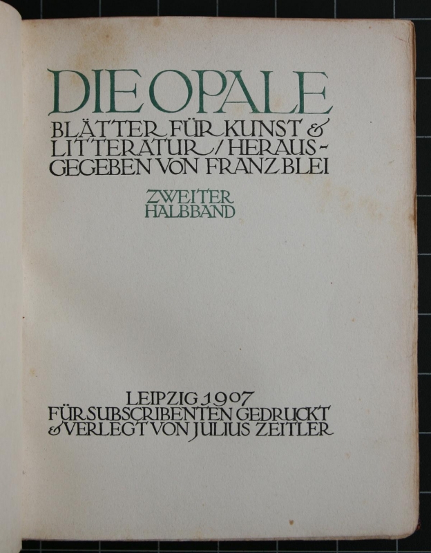 Franz Blei - Die Opale - 1