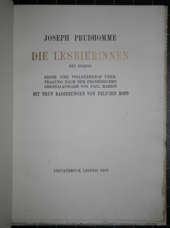Rops, Felicien (Illustr.) u. Joseph Prudhomme:  Die Lesbierinnen. Ein Dialog - 2