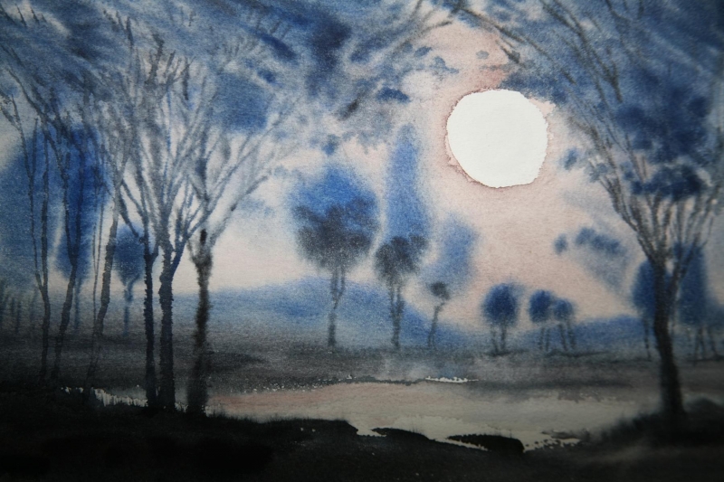 Agathe Baumann, Mond über dem Wald III – 1991