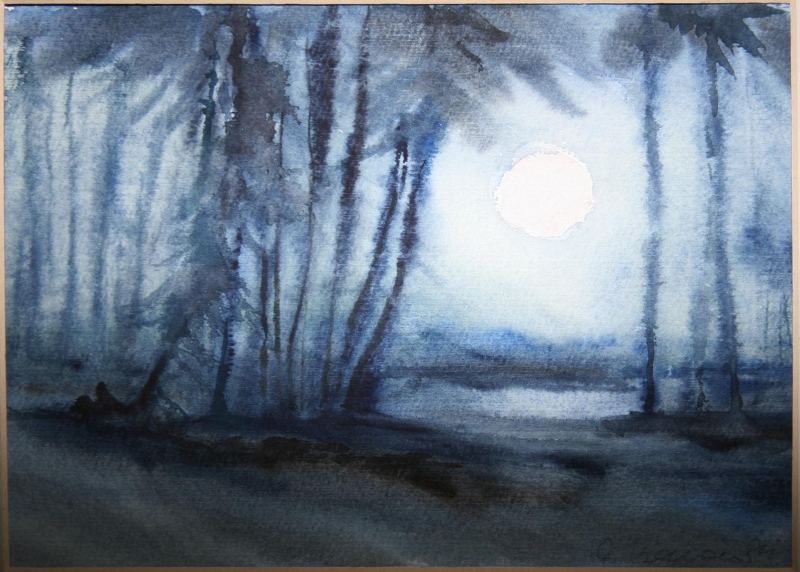 Agathe Baumann, Mond über dem Wald IV – 1991