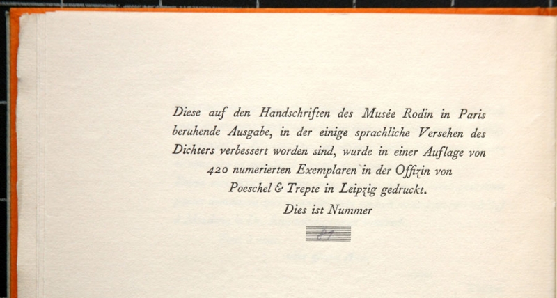 Rainer Maria Rilke, Briefe an Auguste Rodin