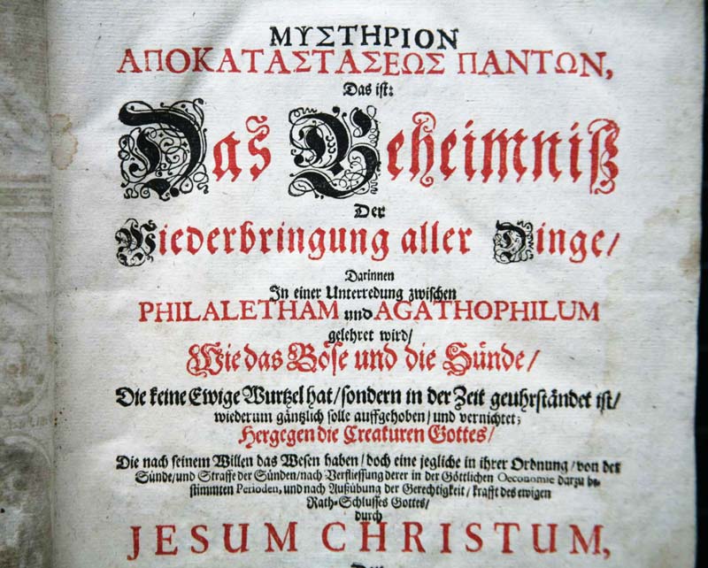 Johann Wilhelm Petersen Mysterion Apokatastaseos Panton