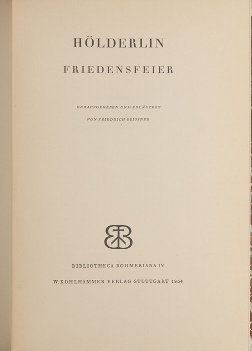 Friedrich Hölderlin - Friedensfeier